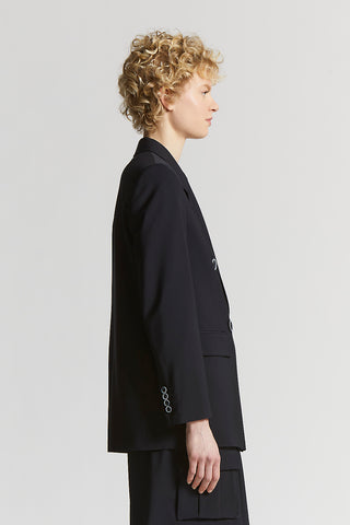 Two-way stretch wool canvas blazer