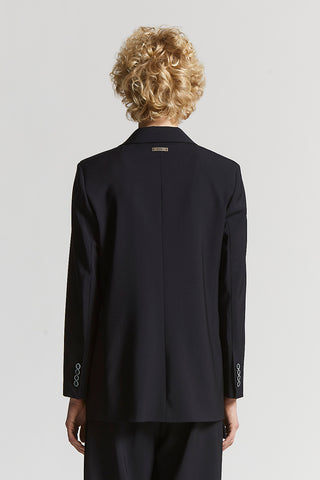 Two-way stretch wool canvas blazer