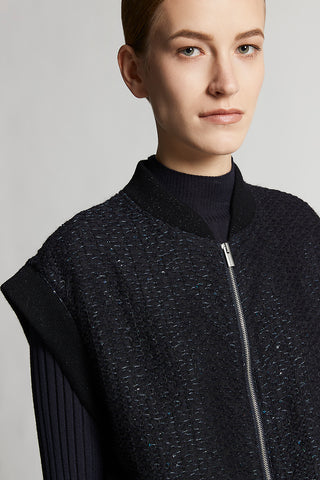 Embroidered organza vest with micro-sequins