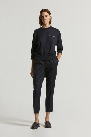 Lurex wool flannel trousers