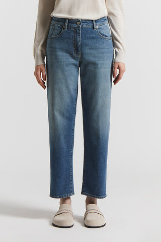 Washed stretch cotton jeans