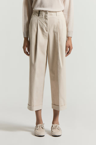 Stretch cotton gabardine trousers