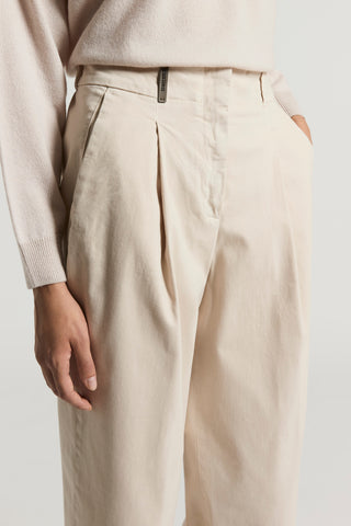 Stretch cotton gabardine trousers