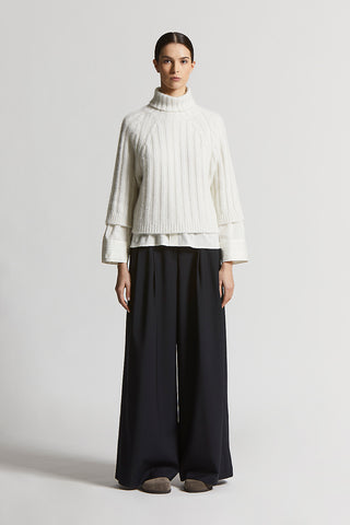 Two-way stretch wool canvas trousers