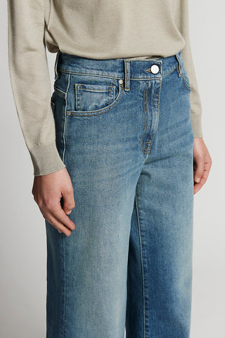 Washed stretch cotton jeans
