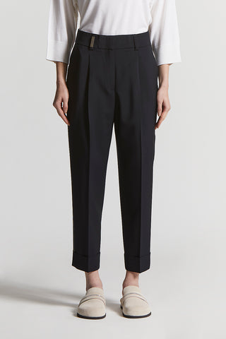 Two-way stretch wool canvas trousers