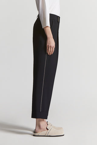 Two-way stretch wool canvas trousers