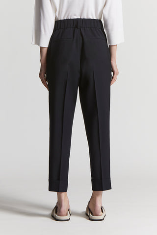 Two-way stretch wool canvas trousers