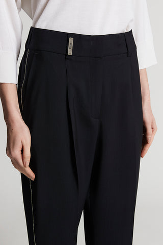 Two-way stretch wool canvas trousers