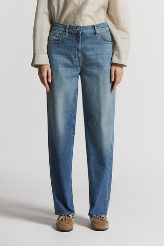 Washed stretch cotton jeans