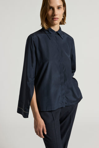 Cotton and habotai silk shirt