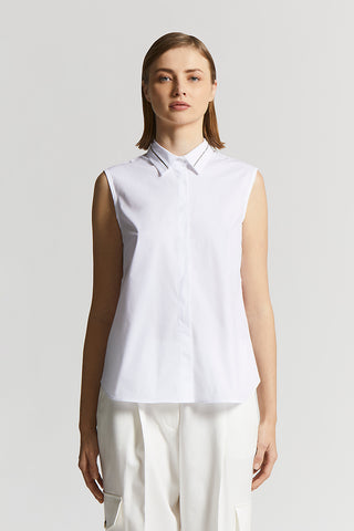 Cotton poplin and stretch jersey shirt