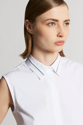 Cotton poplin and stretch jersey shirt