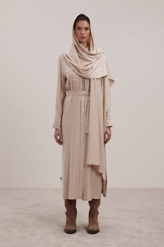 Stretch viscose and wool twill scarf