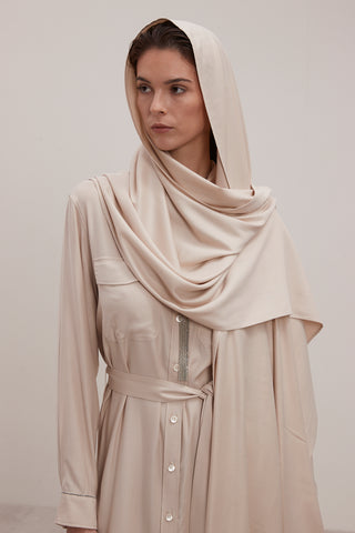 Stretch viscose and wool twill scarf