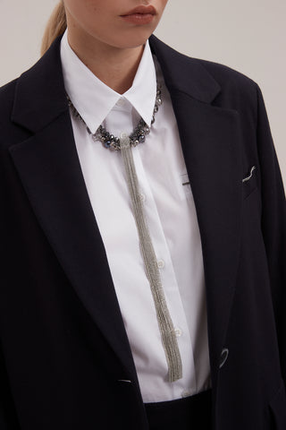 Demi-fine crystal tie necklace