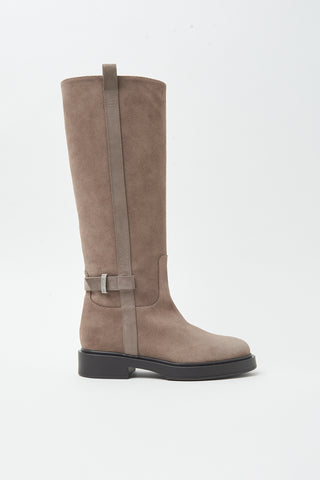 Genuine leather knee-high tube boots