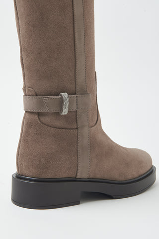 Genuine leather knee-high tube boots