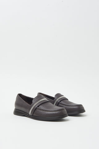 Grainy leather loafers with Punto Luce detailing