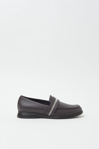Grainy leather loafers with Punto Luce detailing