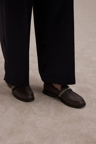 Grainy leather loafers with Punto Luce detailing