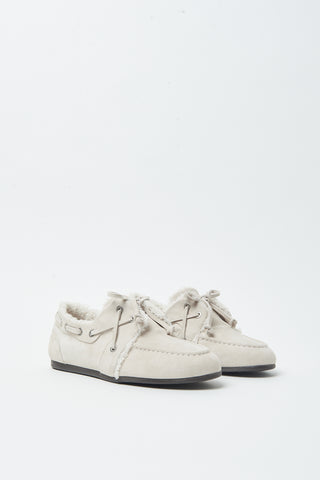 Suede loafers with faux fur detailing