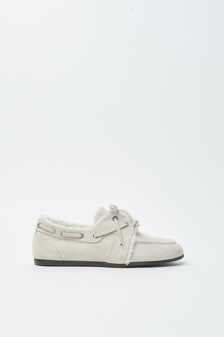 Suede loafers with faux fur detailing