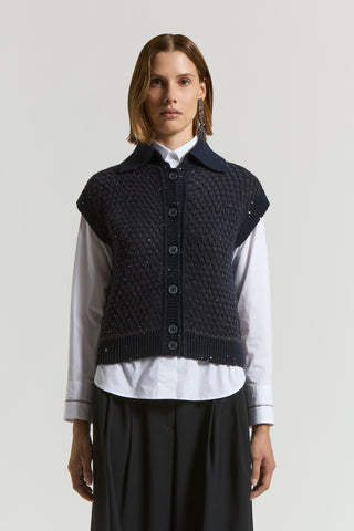 Wool and alpaca vest with buttons