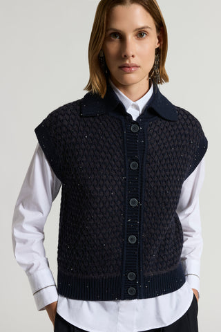 Wool and alpaca vest with buttons