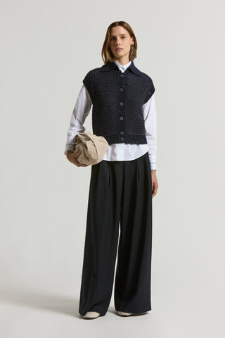 Wool and alpaca vest with buttons