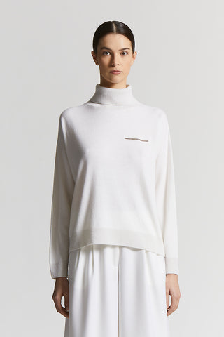 Pure cashmere turtleneck sweater with lurex