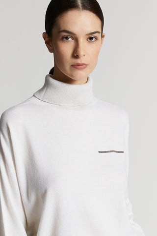 Pure cashmere turtleneck sweater with lurex