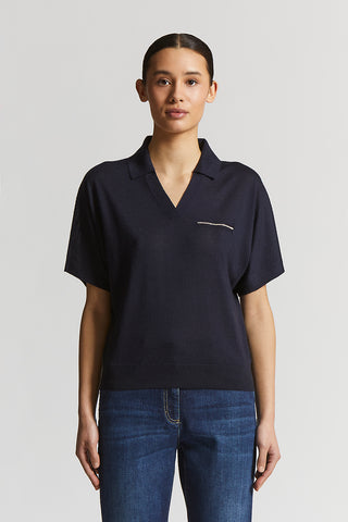 Cashmere and silk short-sleeved sweater