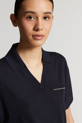 Cashmere and silk short-sleeved sweater