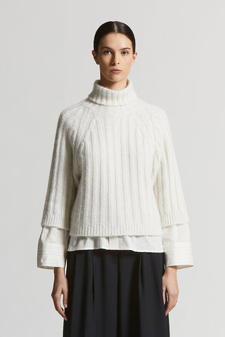 Alpaca-yarn sweater with cashmere, silk and wool