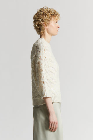Openwork sweater in alpaca malfilé yarn
