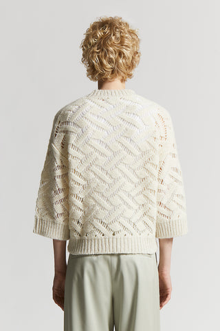 Openwork sweater in alpaca malfilé yarn