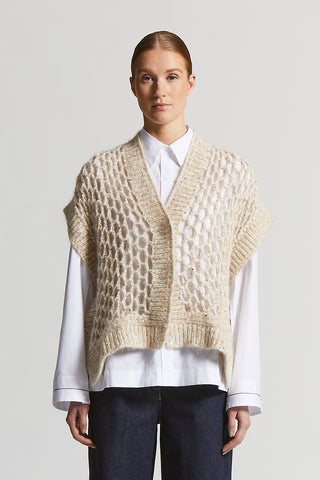 Alpaca maxi-mesh cardigan with sequins