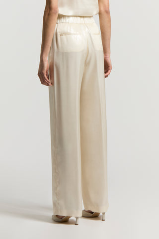 Laminated viscose trousers