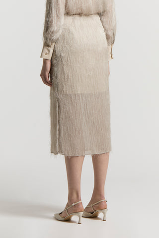 Straight-cut fil coupé jacquard skirt