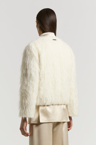 Wool and alpaca faux fur pea coat