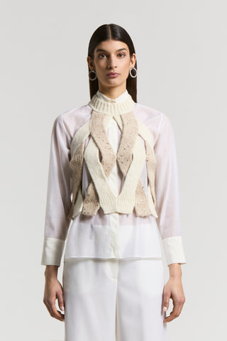 Wool alpaca top with sequins