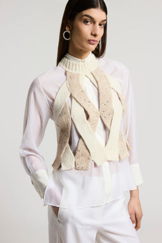 Wool alpaca top with sequins