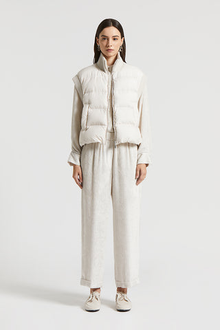 Lurex tricot and down vest