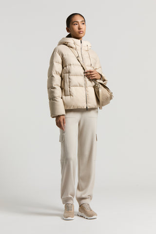 Short down jacket in WR poly viscose flannelette