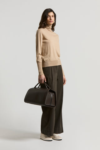 Soft stretch cotton gabardine trousers
