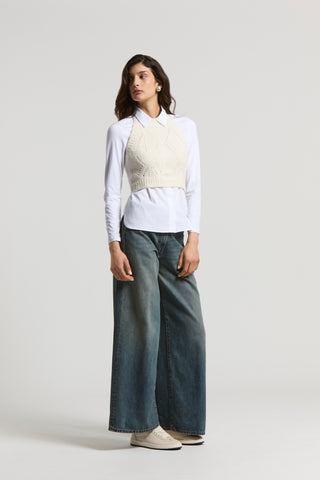 Stretch cotton poplin shirt