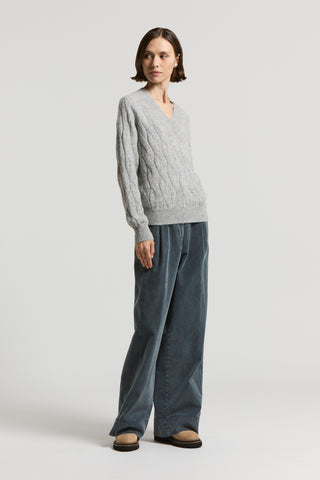 Garment-dyed cotton twill trousers