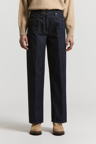 Deep blue rinse wash denim jeans