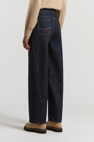 Deep blue rinse wash denim jeans